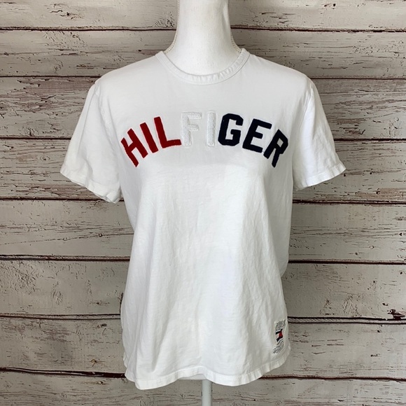 Tommy Hilfiger Tufted Logo Appliqué T-Shirt S - Picture 2 of 12